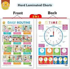Private Label Set of 2 morning routine and evening routine Learning Educational Charts for Kids