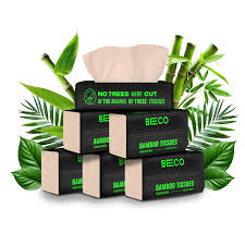 Beco Bamboo Facial Tissue Paper Box Soft Pack 100 pulls x 6 packs