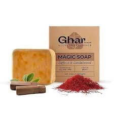 GHAR Magic Soap Sandal Wood and Saffron Soap 100 G