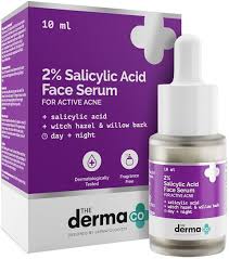 The Derma Co 2 Salicylic Acid Face Serum with Witch Hazel Willow Bark For Active Acne 10 ml