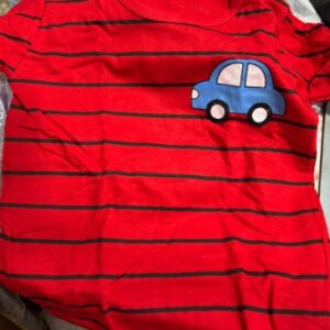 Private Label Infant Boys Striped Collar Cotton Tshirt Free Size Red