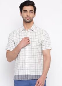 Fabindia Cotton Woven Shirt White XL Size