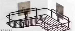 Private Label 2 pis combo of the SelfAdhesive Metal Bathroom Corner Rack Storage Shelves