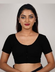 Private Label Round Neck Women Blouse Black Size XXL