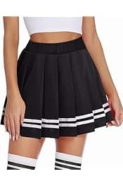 Private Label Women Casual High Waist Flared School Uniform Mini Pleated Cheer Skirt BLACK COLOUR