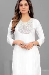 Private Label White embroidery kurti Size 40