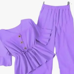 Private Label REDS KIDS Girls Crepe Top and Palazzo Set Stylish and Comfortable CoOrd Set Free Size colour Perple