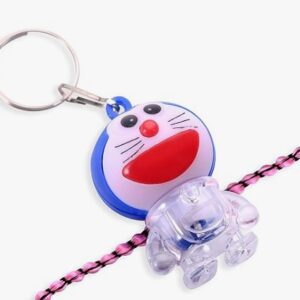 Private Label Doramoen Cartoon Character Rakhi for Kids LED Light Rakhi for Brother