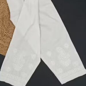 Private Label Chikankari cotton pant For woman and girls Size S Colour White