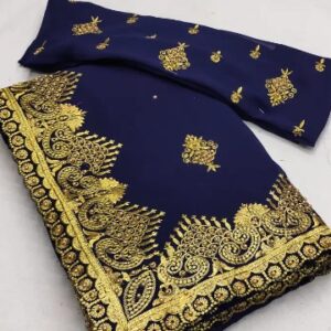 Private Label Women Embroidered Georgette Saree Multicolor