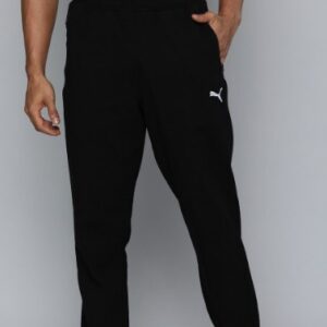 Puma Men Black Solid Mid Rise Zippered Knitted Regular Fit Track Pants Free Size Colour Black