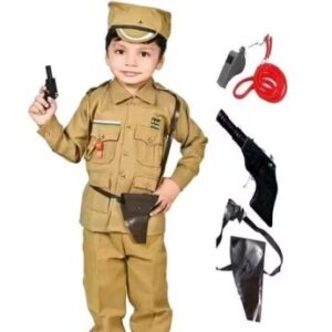 Private Label Saluting Indian Police Professional Fancy Dress Costume for Kids Free Size