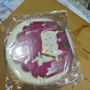 Private Label SAF Round Shape Pichwai Cow Art MDF Wall Painting for Living Room 12X12 inch LRB18L2