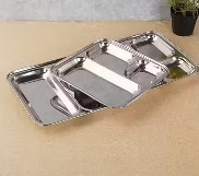 Private Label Stainless Steels 3 in 1 Pav Bhaji Plate 3 Pcs