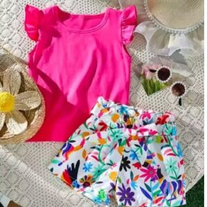 Private Label Pretty Trendy Girls Top and Bottom Sets PINK COLOUR