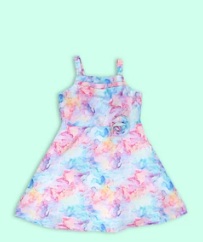 Doodle Purple Textured Knee Length Festive Girls Regular Fit Dress 10 Y