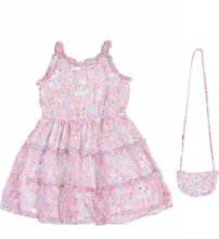 Doodle Pink Printed Knee Length Casual Girls Regular Fit Dresses 8 Y