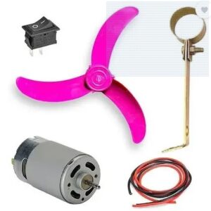 Electroparticle High Speed DC Fan Motor 9Inch Blade 15CM Stand On Off Switch Wire Set Electronic Components Electronic Hobby Kit