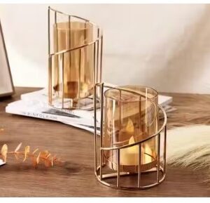 Next In Metal Geometric Candle Holder Gold Pillar Candle Holder With Removable Glass Modern Candle Holder Decorative For Table