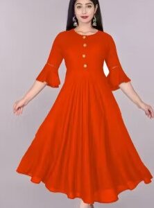 Stylist Unique Ultra Women's Round Flared Kurti Orange XL size