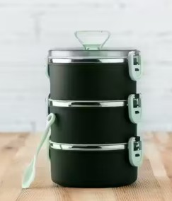 Private Label Lunch Box 3 Compartment Leak Proof Free Insulated Stainless Steel Tiffin box