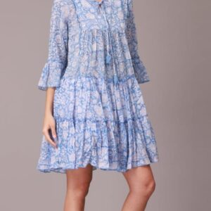 MADAME Women Fit and Flare Blue Dress Mid Thigh Length Dress XL Size