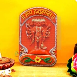 Private Label panchmukhi Panchmukhi hanuman statue for wall decor good luck Decorative Showpiece 20 cm Resin Orange Gold