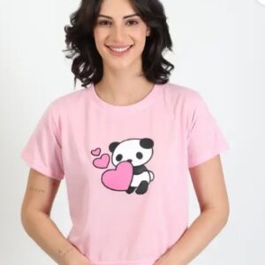 Private Label Casual Regular Sleeves Printed Women Pink Top Size M