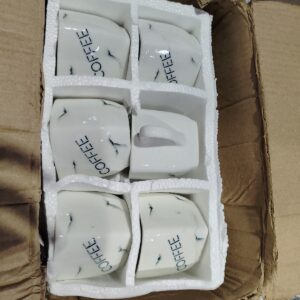 Private Label Ceramic 125ml Coffee cupsPack of 6 Trendy Design Tea and Coffee cups