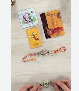 Private Label CraftVatika Rakhi Set for Brother Rakhi for Brother Gift Combo for Bhaiya and Bhabhi Designer Lumba Rakhis Set Couple Tilak set