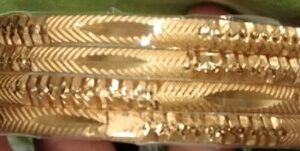 Private Label Golden Bangles 4 Piece Gold Plated Patla Bangles For Women size 2 8