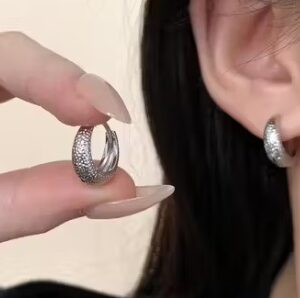 Private Label Arzonai Versatile Temperament Plain Hoop Earrings Silver Colour