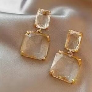 Private Label Transparent Glass Crystal Twin Square Earrings