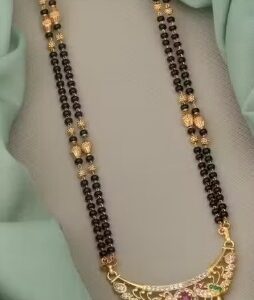 Private Label One Gram Micro Gold Plated AD Diamond Mangalsutra With 2 line Ser 28 Inch