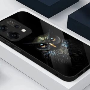 qwerty cases Oppo Reno 14 5G Premium Acrylic Shockproof Glass Back Case Midnight Owl