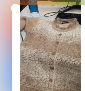 Private Label Women Geometric Print Round Neck Beige Sweater Colour Multi Free Size