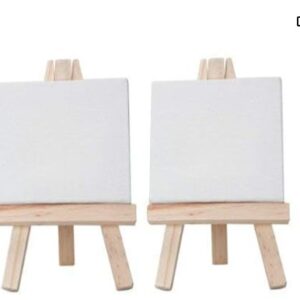 Private Label VARIETY CANVAS Mini Display Easel with Canvas Board for Painting 10 and 10 cm Navy Blue Pack of 2
