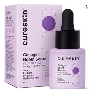 Cureskin Collagen Peptides for Women Collagen Boost Hyaluronic Acid Serum Plumps and Repairs with Hyaluronic Acid Peptides and Probiotics 20 ml