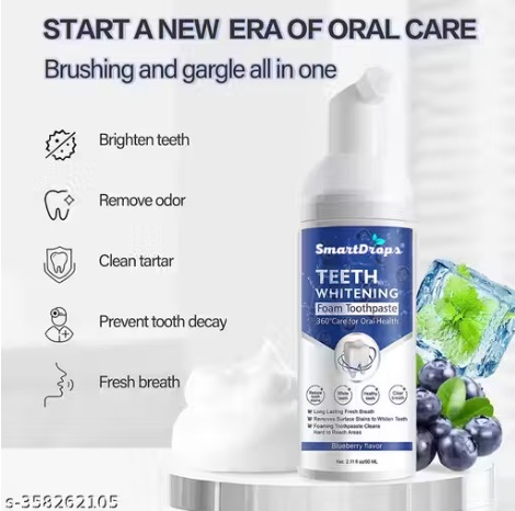 SMART DROPS Smartdrops Teeth Whitening Mousse Freshens Breath Teeth Cleaning Mousse Fresh Breath Stains Remove Teeth Whitening 60ml