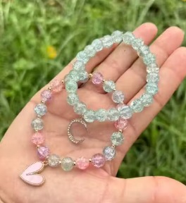 Private Label Trending fancy cracked crystal charms beads bracelet for women and girls Fashion bracelets Pack of 2