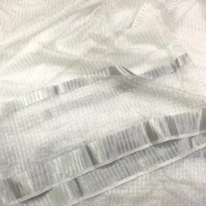 Private Label Banarasi Kora Silk Silver Zari Dyeable Fabric Tissue Silk Blend Dupatta Silver white