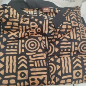 Private Label Black Pure Cotton Kurti Pant Dupatta Set size 4xl