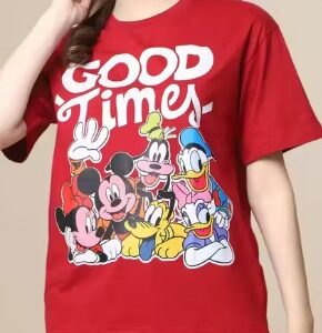 Private Label Womens Regular Printed Casual Tshirt red colour size XXL