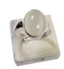 Private Label Chandrakanta chandramani Precious Mani Gemstone Ring Adjustable White Matal Ring for Men AND Women SILVER COLOUR