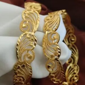 Private Label Fancy Unique Design 2 Piece Gold Plated Kadli Bangles For Women