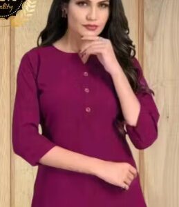 Private Label Stylish Women Wine Short Kurta colour purple size S