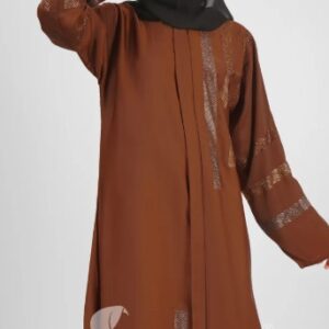 Ovais Abaya Collection SAIMA ZIPPER ABAYA MOCHA colour BROWN size XL