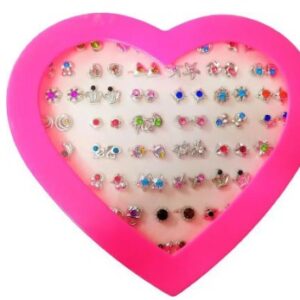 Private Label 36 Pair Stylish Earrings Heart Box for Girls Multicolour Free Size