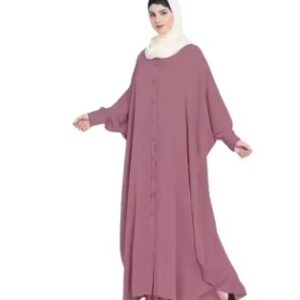 Private Label Free Size and Front Open Kaftan Abaya Very Loose Fit Cuff Sleeves Firdous Fabric Without Hijab Firdous Latest Design Front Open Kaftan Abaya with Mandarin Collar and Cuffed Sleeves