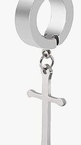 Private Label VIEN Stainless Steel 2 Pcs Jesus Cross Earrings for Men Silver